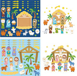 Haooryx 50Pcs Make a Nativity Scene Stickers, Birth of Jesus Mix and Match Stickers for Nativity Scene Party Supplies Kids Christmas Party Gift Church Theme Bible Party Game Religious Education Toys