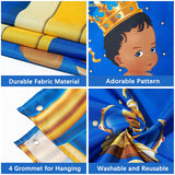 Haooryx Royal Prince One First Birthday Banner Backdrop Party Decorations for One Year Old African American Baby Boy 1st Birthday Baby Shower Decor Photography Background Photo Booth Prop, 6x3.6 ft