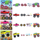 Haooryx 45 Sheet Monster Truck Make Your Own Holographic Stickers Kids Cartoon Make a Face Sticker DIY Shiny Stickers Games for Monster Truck Themed Birthday Party School Art Craft Supplies