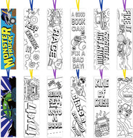 Haooryx 75Pcs Color Your Own Monster Truck Bookmarks for Kids, Creative DIY Coloring Race Truck Bookmarks Monster Theme Party Game Paper Art Craft Supplies Students Book Marker Gift Classroom Prize