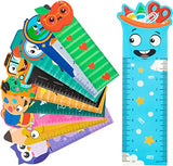 Haooryx 50Pcs Back to School Bookmark Rulers,10 Styles Campus Theme Measuring Ruler Bookmark Double-Side Printing Plastic Book Markers for Kids Birthday Gift Classroom Student Reward Gift Bag Filler