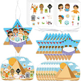 Haooryx 48Pcs Make a Passover Scene Sticker Ornament Kids DIY Passover Scene Paper Craft Hanging Ornaments Decoration for Pesach Jewish Holiday Party Supplies Passover Seder Meal Home Decor