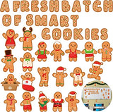 Haooryx 70Pcs Winter Christmas Mini Gingerbread Bulletin Board Classroom Decoration, Gingerbread Man Paper Cut-Outs Blackboard Border Decor for Christmas Party Home School Classroom Window Wall Decor