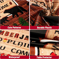 Haooryx 3 Pack Lumberjack Table Cover Decorations Supplies, Buffalo Plaid Lumberjack Tablecloth Plastic Rectangle Disposable Tablecover for Winter Theme Birthday Party Baby Shower Decor, 108 x 54 Inch