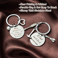 Haooryx 6Pcs Parents’ Keychain Gifts Set, Stainless Steel Key Chain Rings with Gift Bags Greeting Card for Mother’s Day Father’s Day Gifts Mom and Dad Papa Birthday Gift from Daughter Son Kids