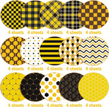 Haooryx 60PCS Summer Bees Plaid Pattern Paper Yellow Black Honeycomb Scrapbook Specialty Origami Paper Decorative 11’x11’Double Sided DIY Art Craft for Wrapping Gift Card Making Photo Album Decor