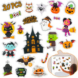 Haooryx 20Pcs Halloween Pumpkin House Gravestone Thick Gel Clings, Halloween Window Gel Clings Decals Stickers for Kids Toddlers and Adults Halloween Party Home Airplane Classroom Nursery Decoration