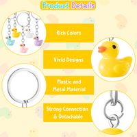 Haooryx 30Pcs Plastic Duck Keychains Duck Party Favors, Cute 3D Duck Chains Mini Ducky Pendant Accessories Gift Party Favors